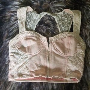 Pink lace crop top